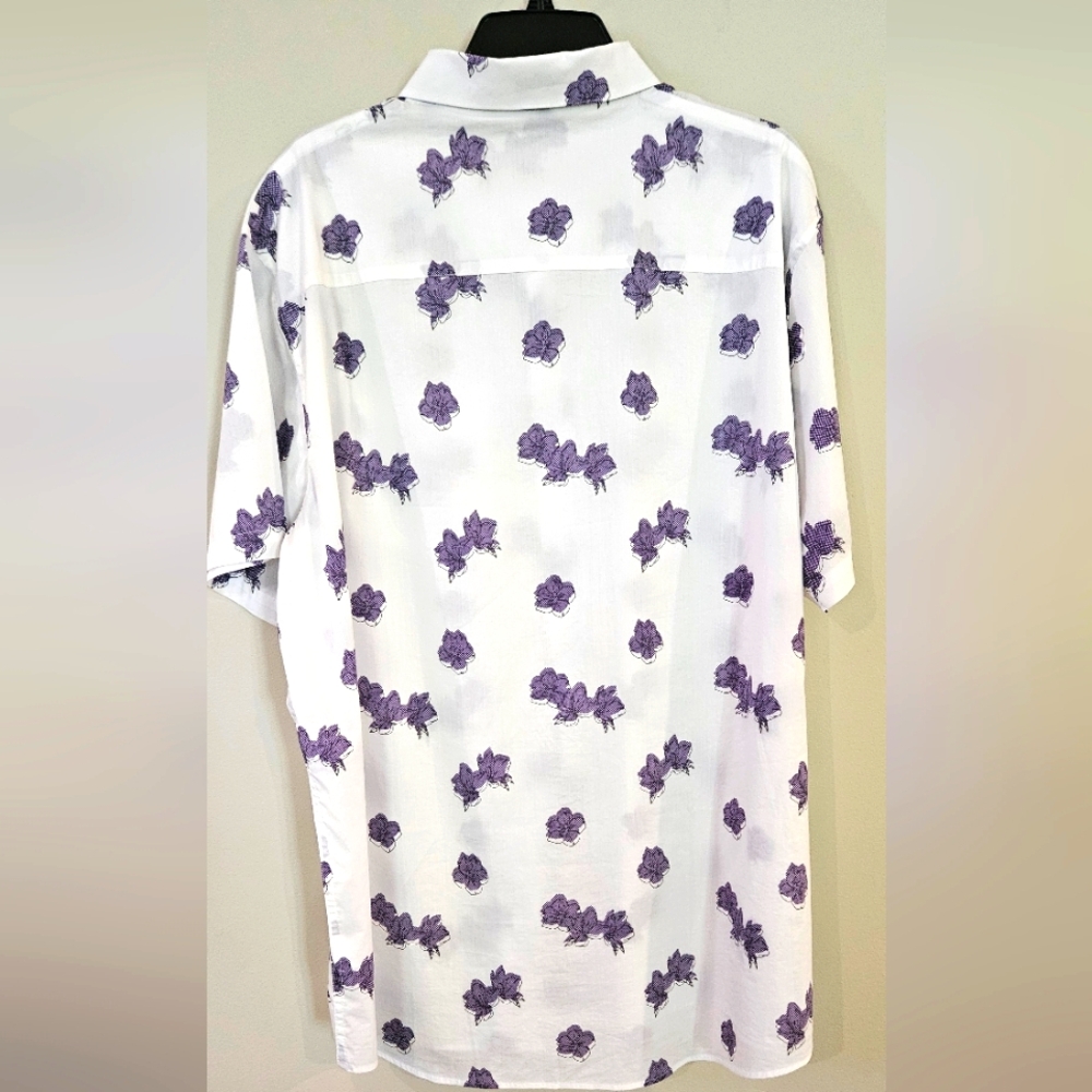 NWT Travis Mathew Hit The Books Floral Short Sleeve Stretch Button Up: Size- XXL - Picture 3 of 9